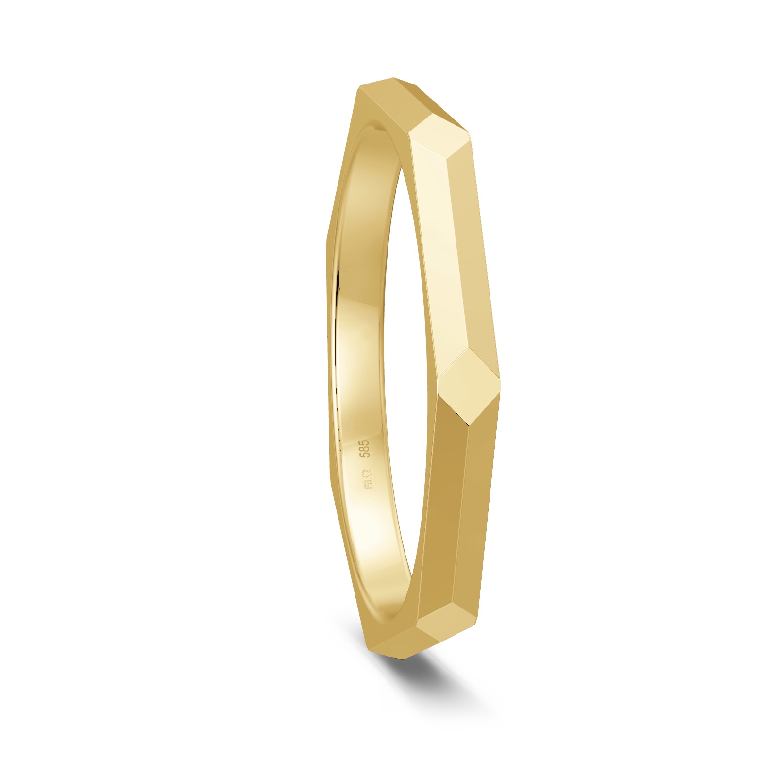 Moderne siebeneckiger Gelbgold Ehering 